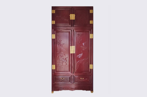 新华高端中式家居装修深红色纯实木衣柜